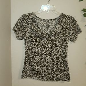 Front Scrunched Cheetah Print Shirt